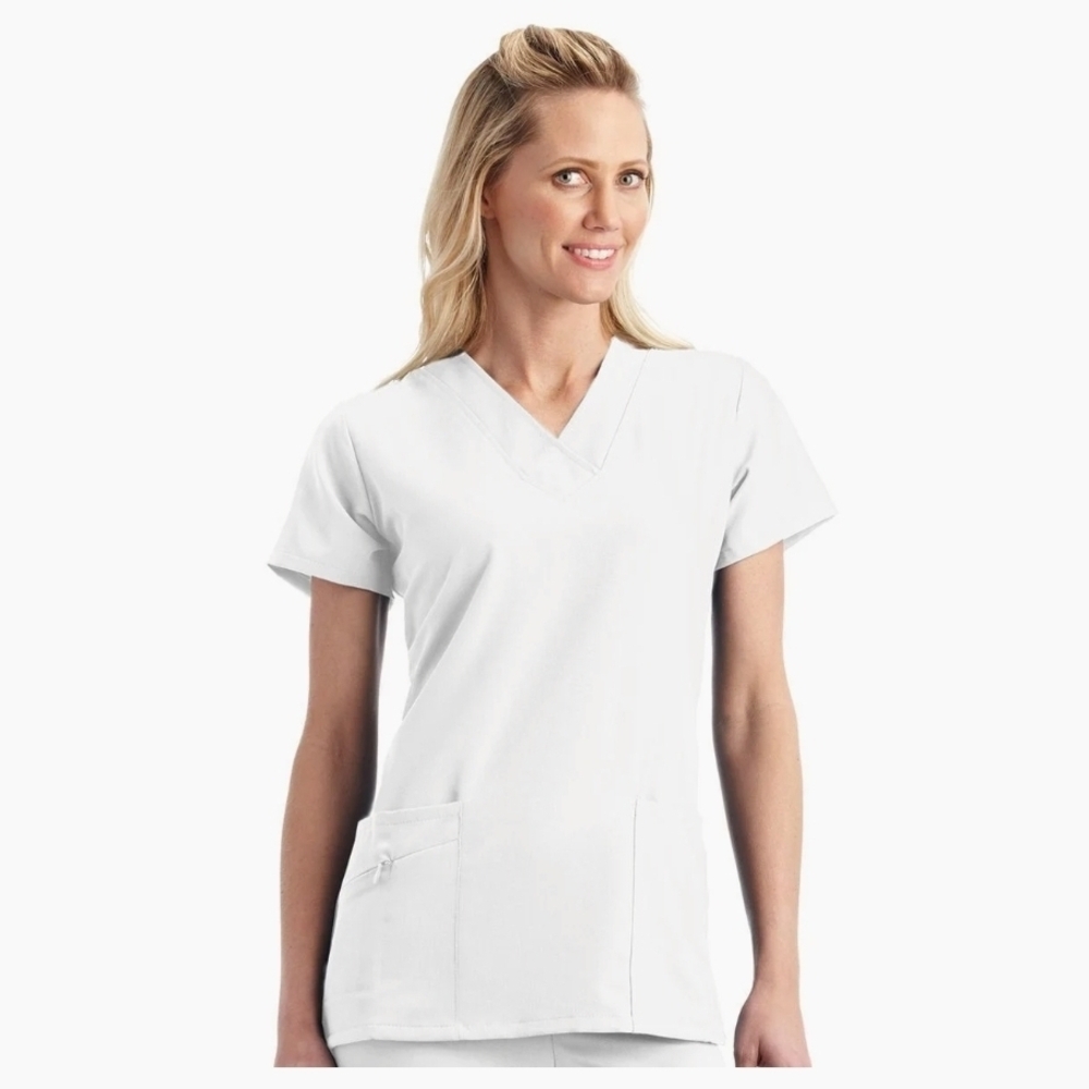 Jockey Women’s White Short-Sleeve V-Neck Scrub Top & Pant Set Sz Medium